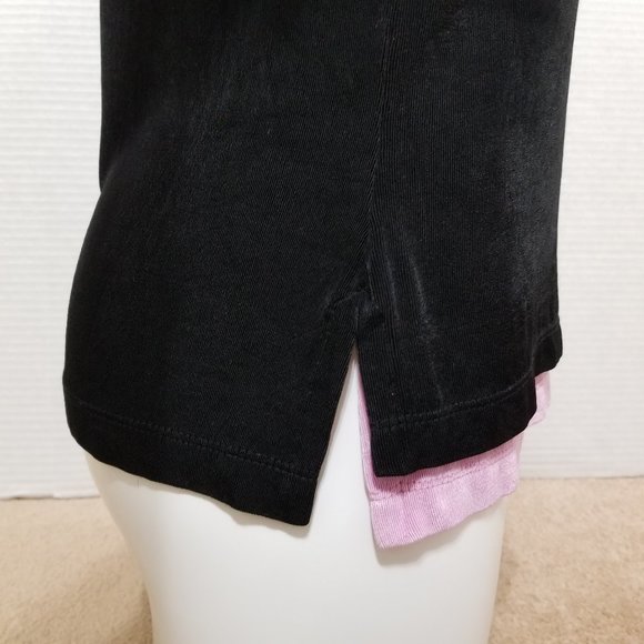 Softwear by Mark Singer top Small slinky layered look 2fer side split 3/4 sleeve - Picture 5 of 11